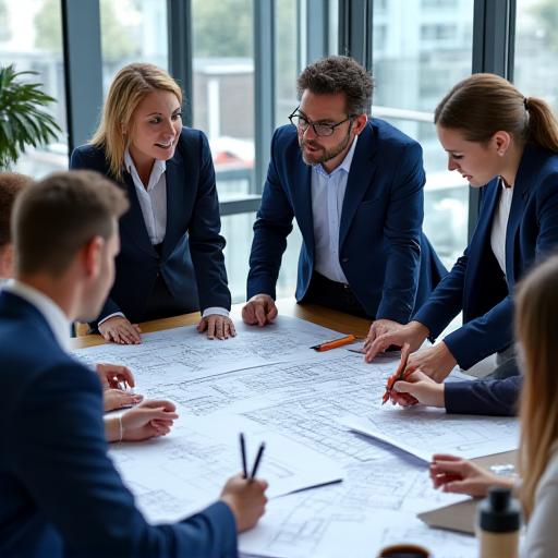 Inženjeri i arhitekte sa nacrtima